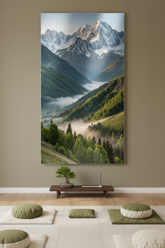 Alpine Peaks Morning Mist Wall Art