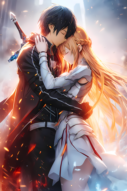 Romantic Anime Couple Art Print