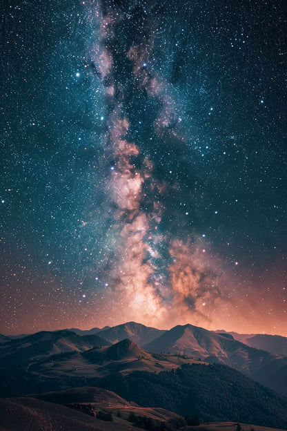 Milky Way Over Mountains Wall Art Print