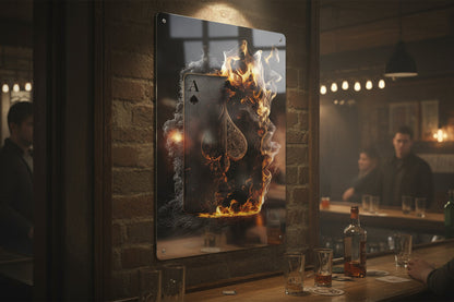 Ace of Spades Fire - Metal Print