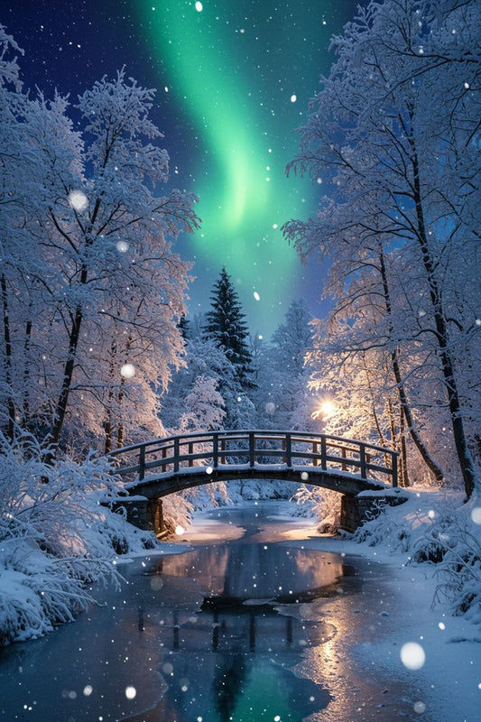 Northern Lights Winter Forest Wall Art