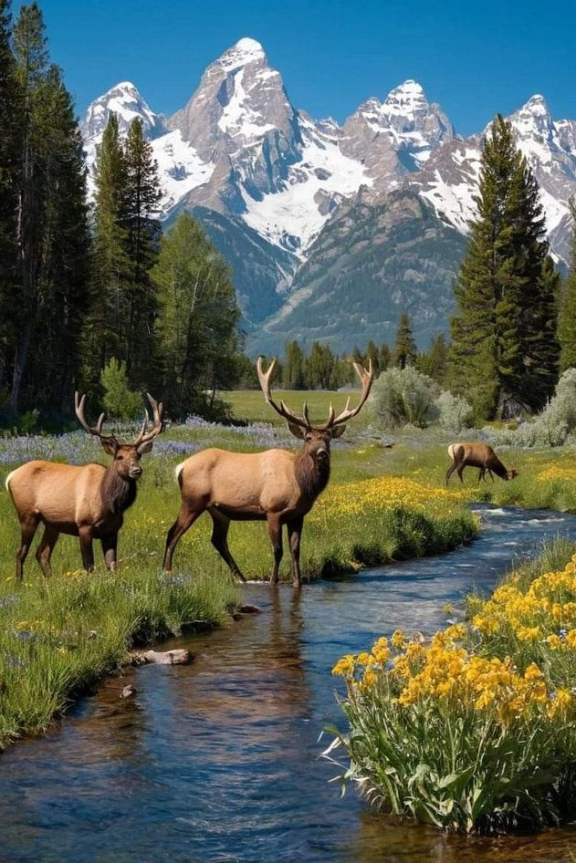 Majestic Elk Wildflower Meadow Print